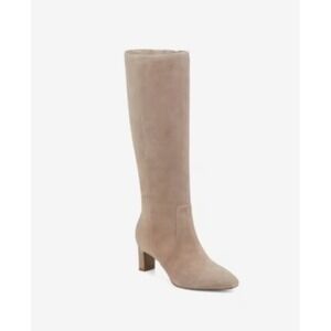 Rockport Mabel Suede Dress Boots Taupe Tall Knee High Block Heel Wide Calf 10